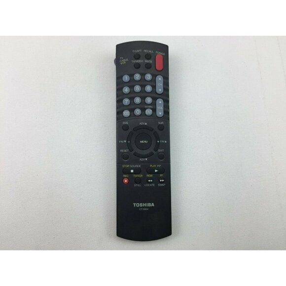 Toshiba CT-9854 Remote Control Black Classic TV/VCR Remote Red Power Button - Picture 1 of 12